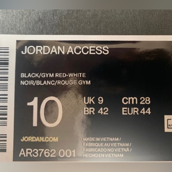 Jordan Access, Men's Size 10, Black / Gym Red-White, AR3762 001 Jumpman. NIB! - Picture 8 of 9